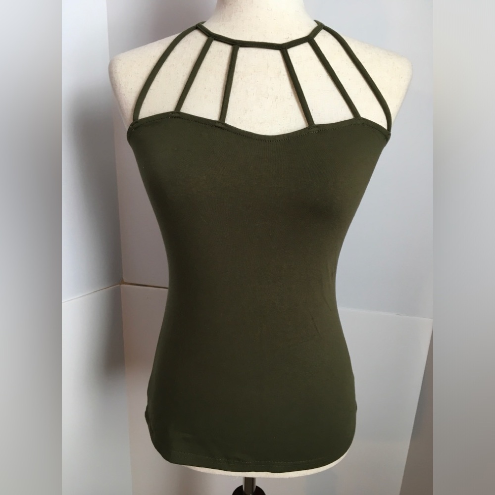 NWOT Venus Olive Green Strappy Halter Women's Tank Top